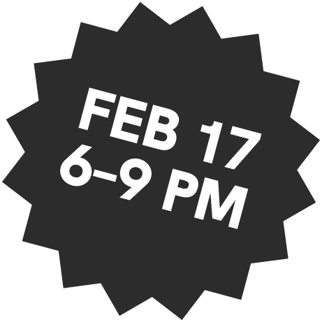 Badge showing event is February 17 from 6-9PM