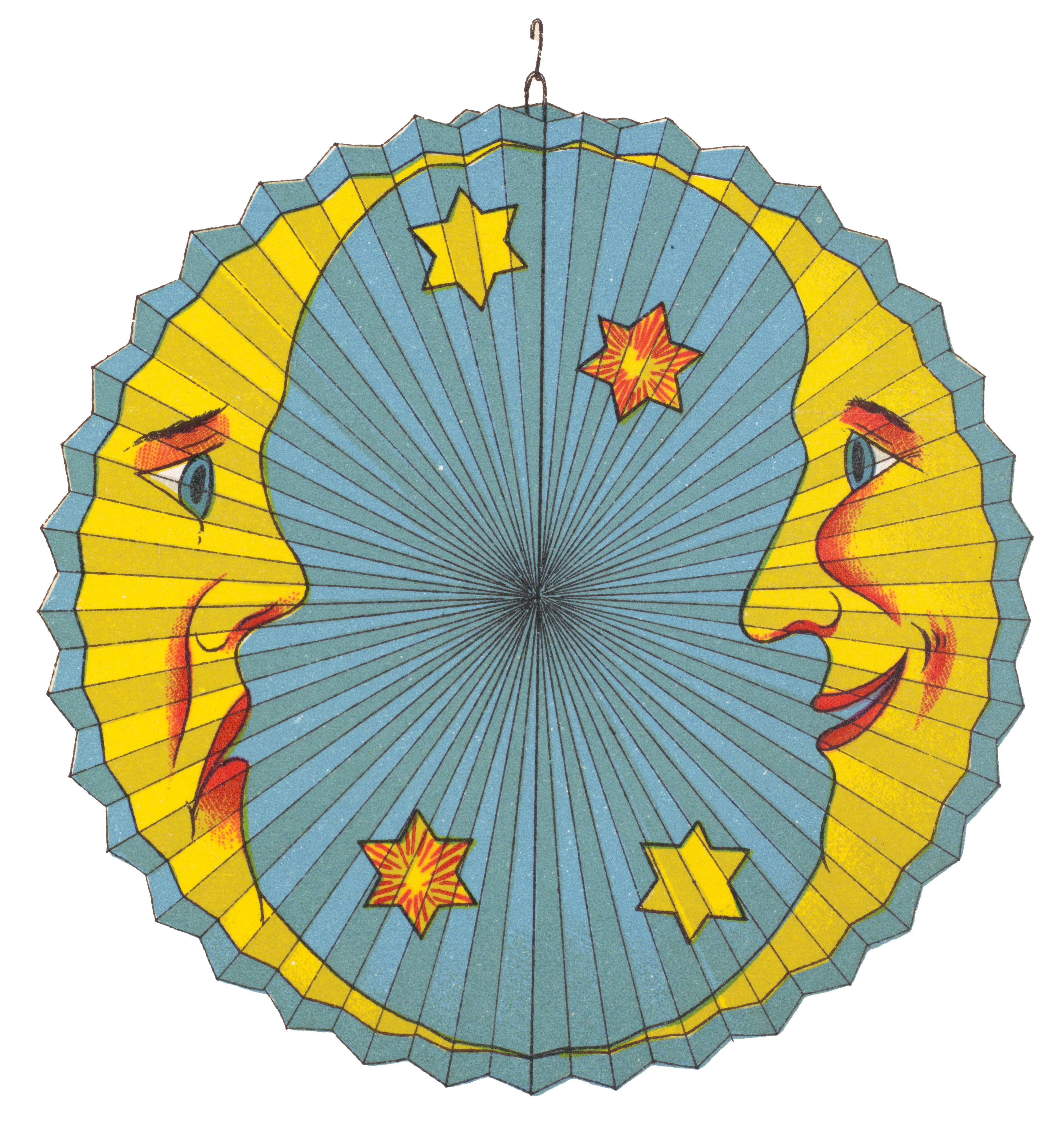 Bright paper lantern with a moon on it